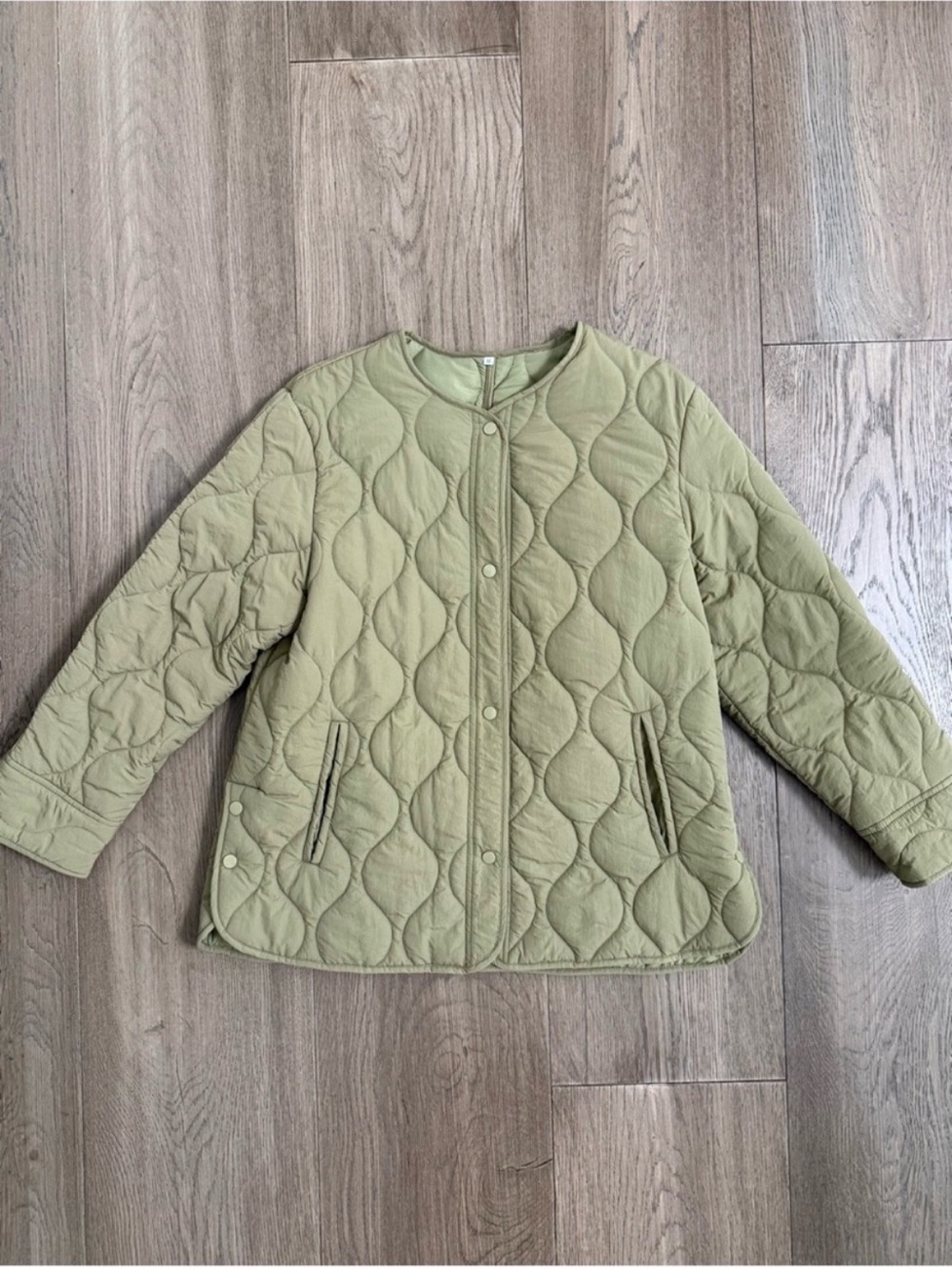 Oversized Quilted Liner Jacket Coat  Green Medium